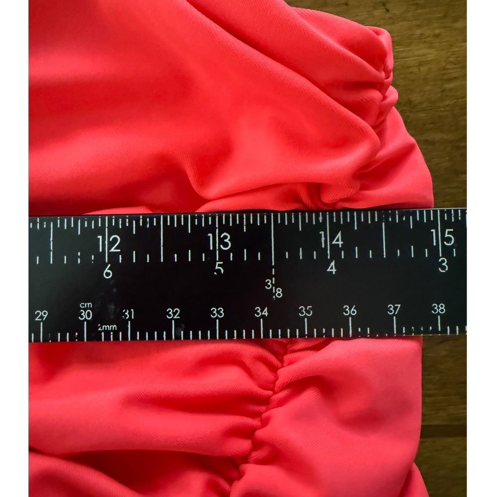 Good American Ruched Maxi Dress Womens Medium Fiery Coral Slit Bodycon - Picture 5 of 6